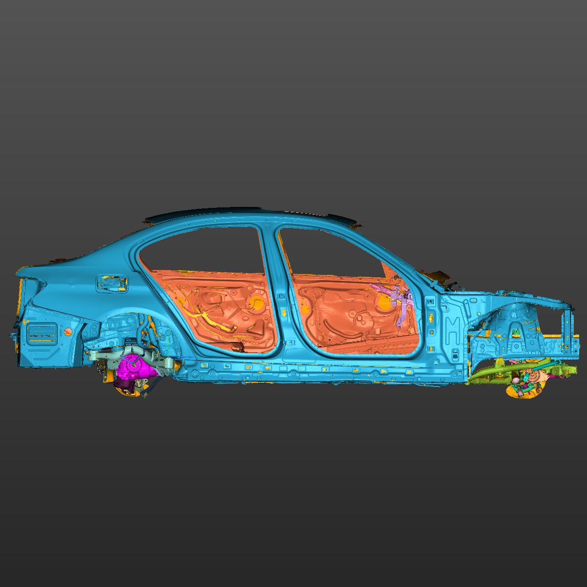BMW F30 bare body shell and suspension assembly 3D Scan STL
