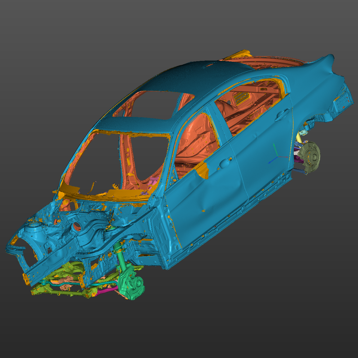 BMW F30 bare body shell and suspension assembly 3D Scan STL