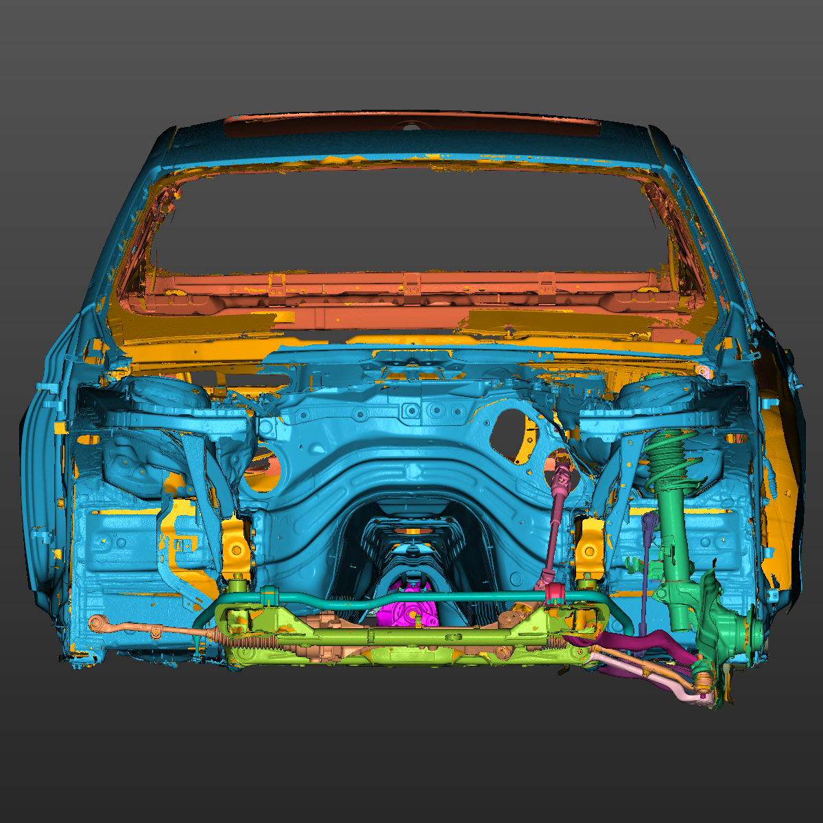 BMW F30 bare body shell and suspension assembly 3D Scan STL